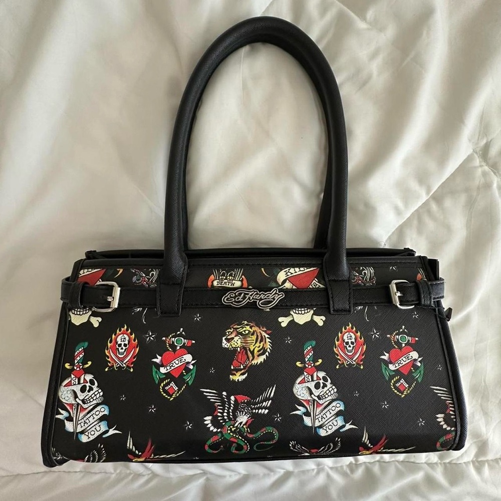 Ed Hardy Black Tattoo Design Shoulder Bag